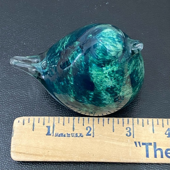 Murano Style Green Swirl Glass Bird Small Art Glass Bird Figurine - Picture 9 of 14